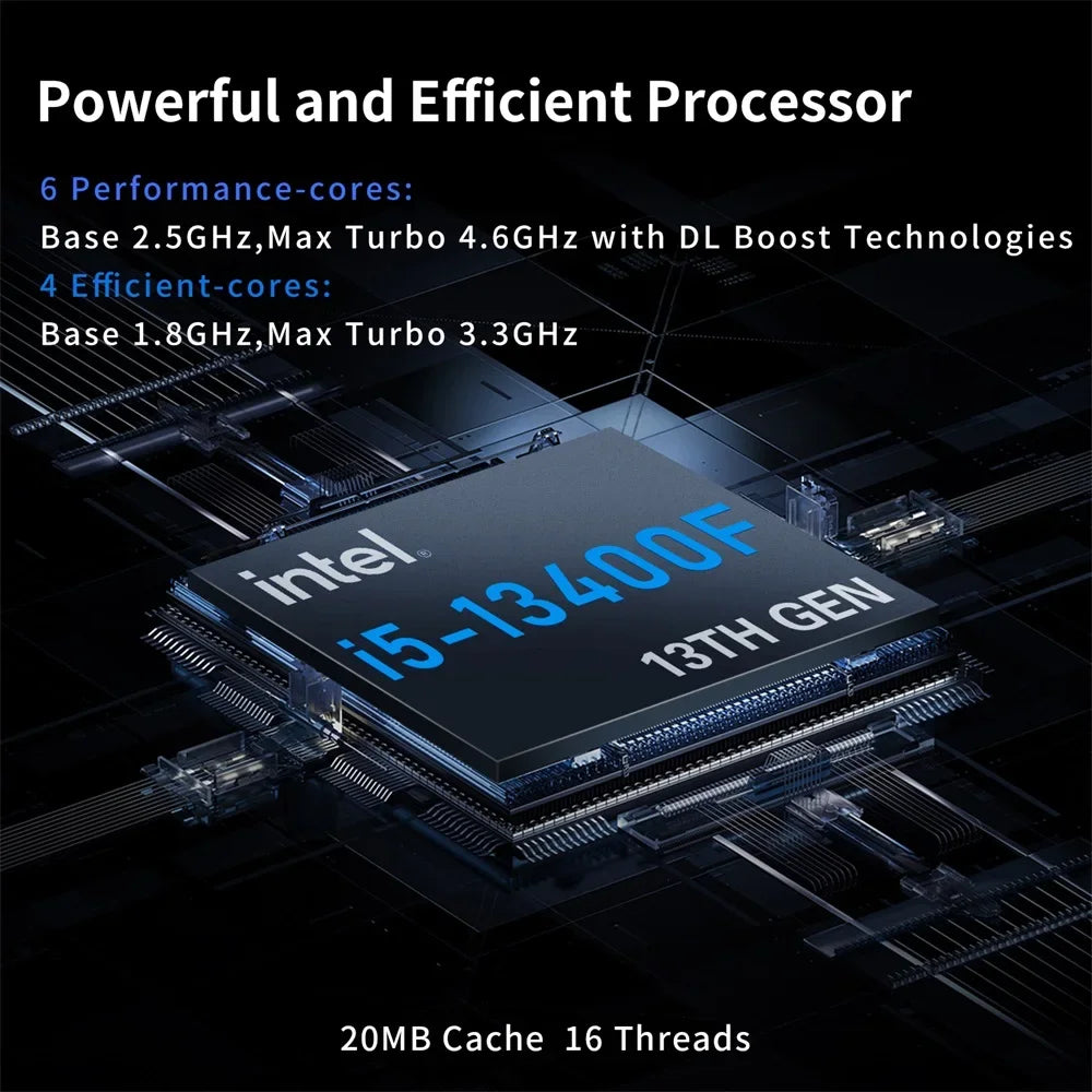 New Mini Discrete Graphics Gaming PC NVIDIA RTX4070 12G Intel Core i5-13400F Max 64G DDR5 RAM 2TB NVME SSD 8K HD Mini Gaming PC