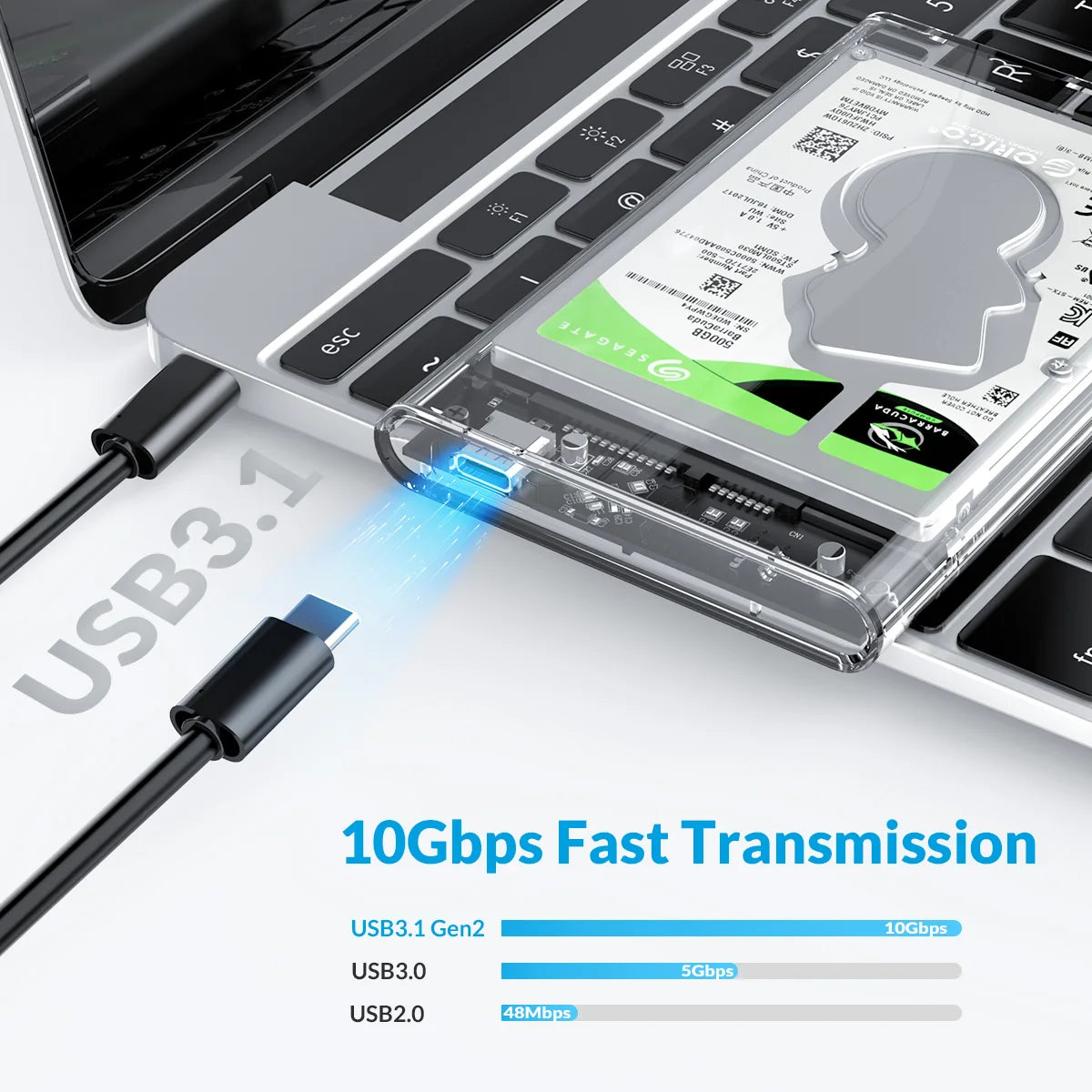 ORICO Transparent HDD Case SATA to USB 3.0 Hard Drive
