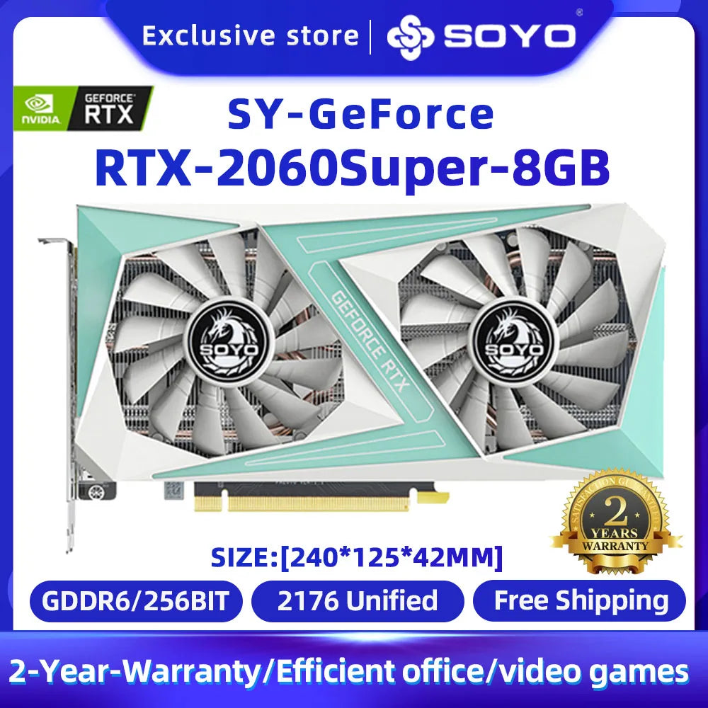 SOYO NVIDIA GeForce RTX 2060 SUPER 2060 8G Graphics Card